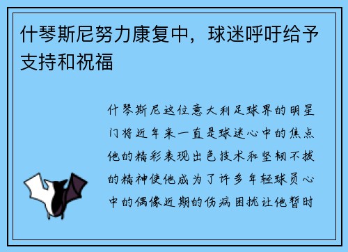 什琴斯尼努力康复中，球迷呼吁给予支持和祝福